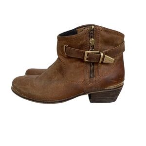 Western inspired Brown Ankle Boot Distressed Leather Size 36 Boho Rodeo stampede